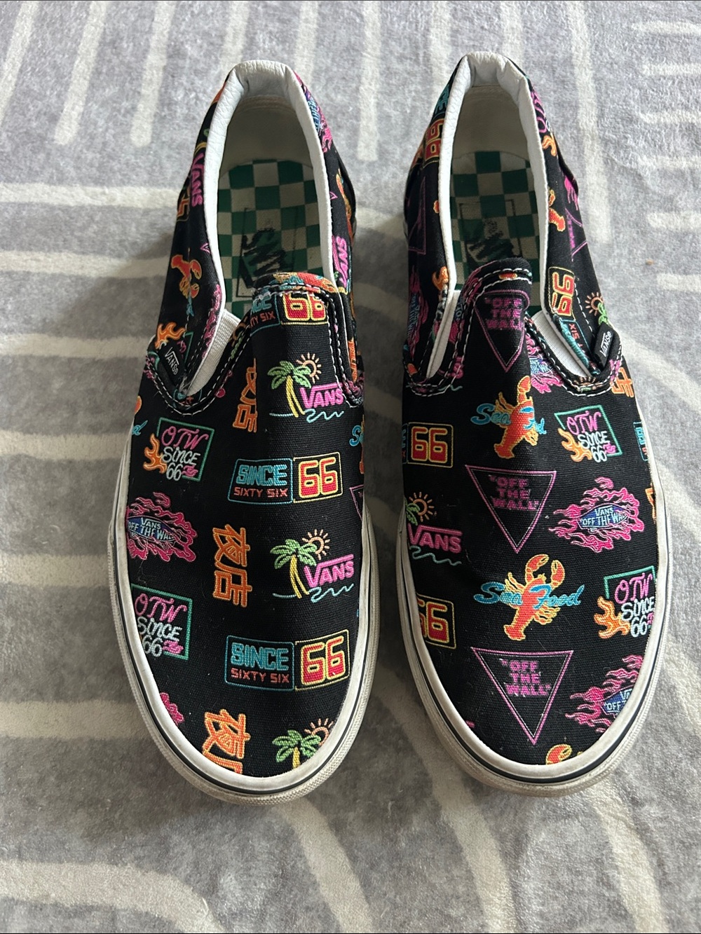 Vans Black Slip-On Sneakers with 66 off the wall men 9 women 10.5